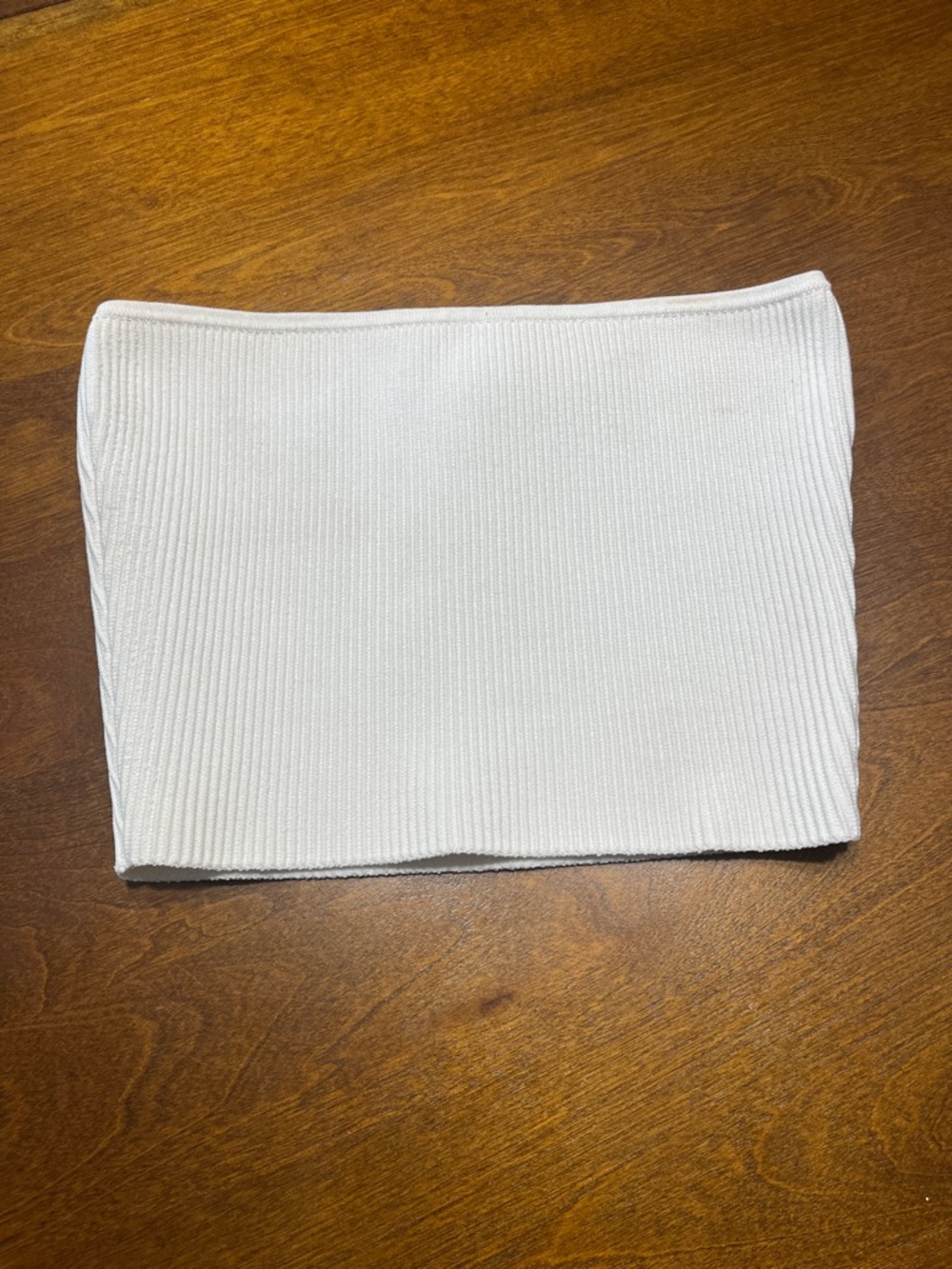 Babaton White Ribbed Strapless Top